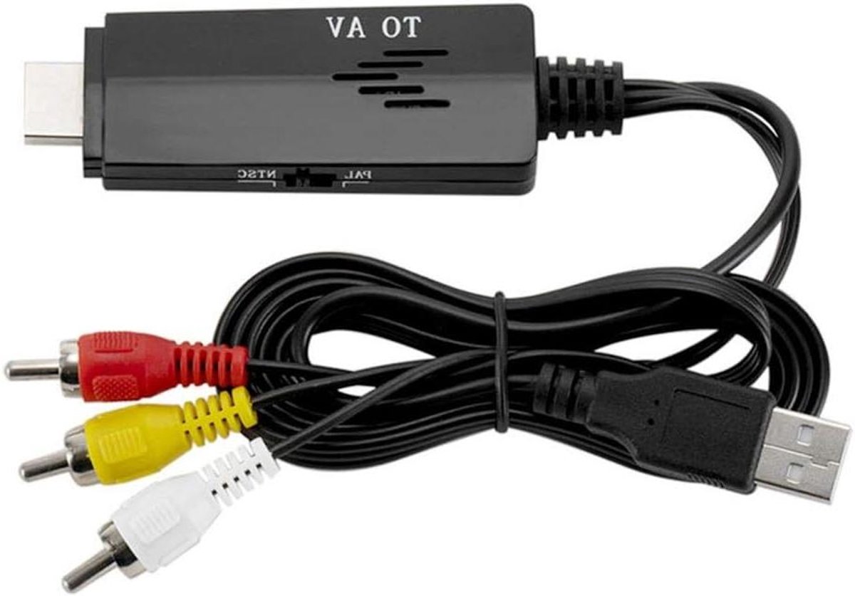 HDMI naar AV-omzetter met USB-oplaadfunctie - Full HD-video en audio - Compatibel met PAL/NTSC - Voor TV VHS VCR - Stereo Geluid - 480i 576i.