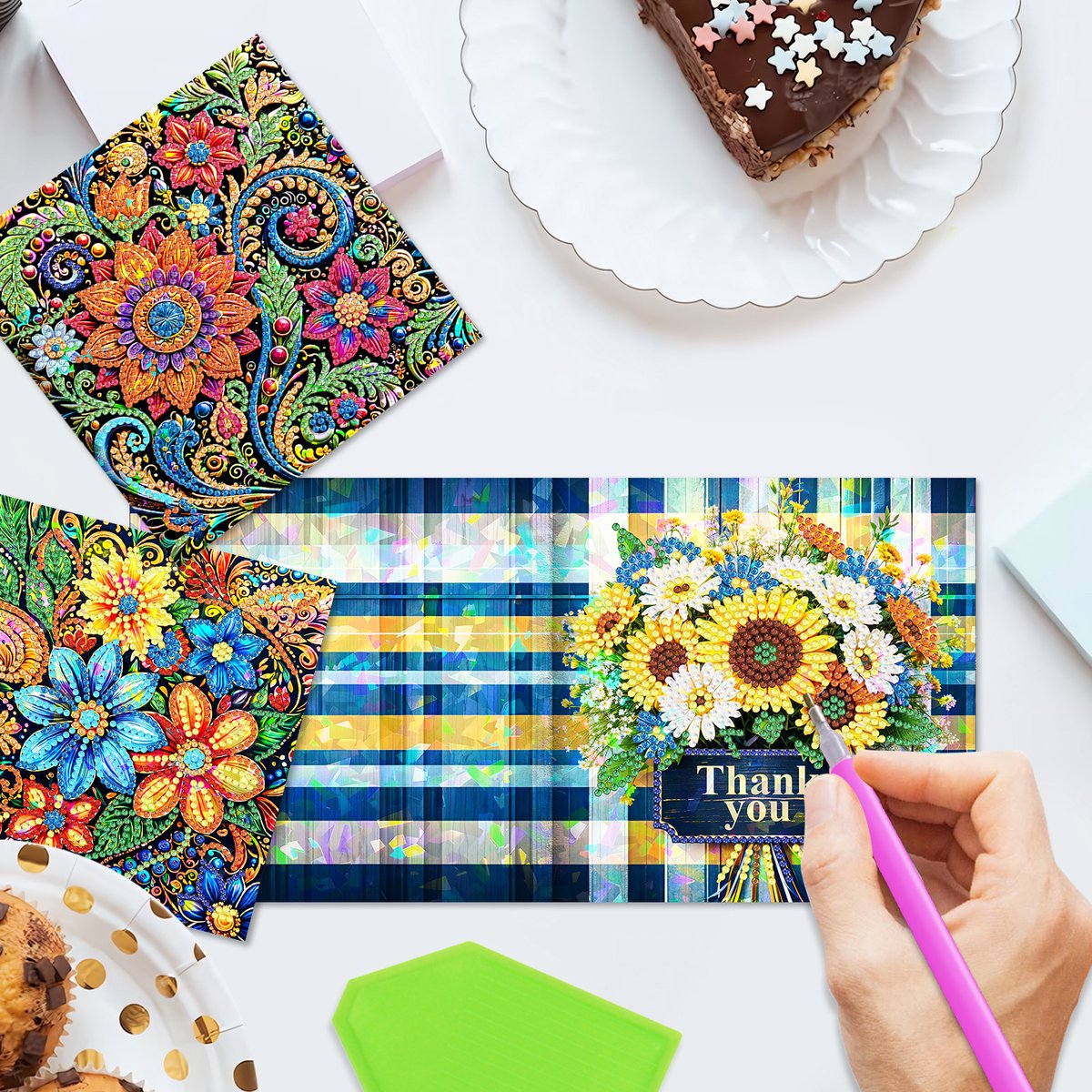 Adorzy Diamond Painting Kaarten – 12 Wenskaarten met envelop - Diamond Painting Volwassenen – Diamond Painting Volledig Pakket — afbeelding 7
