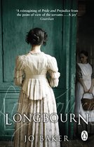Boekomslag van 'Longbourn' met twee vrouwen in historische kledij, met de titel en auteur erop.
