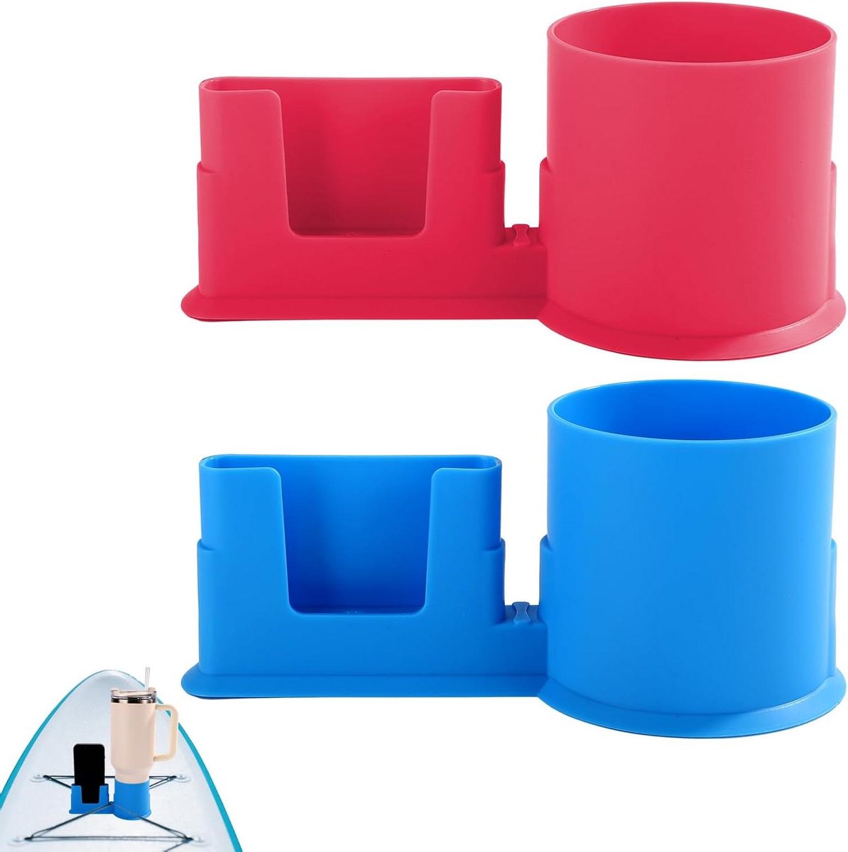 Allecto Plus - Bekerhouders voor Paddleboards | Anti-Kantelbeveiliging | Stand-Up Paddleboard Accessoires | Set van 2 | Blauw en Rood