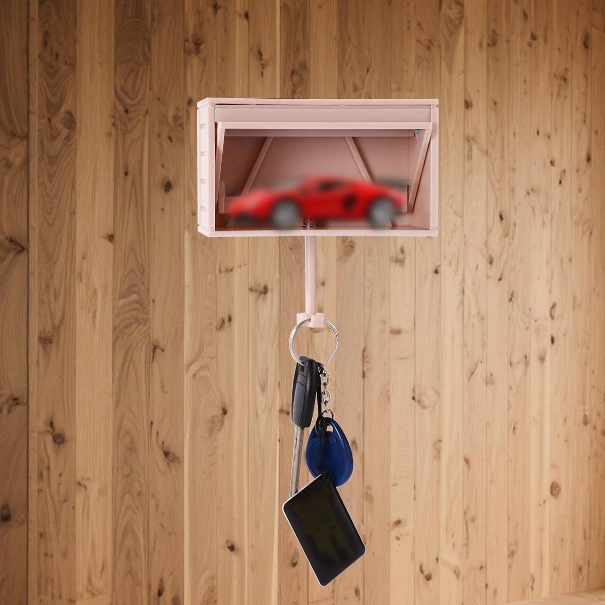 Autogarage sleutelhouder met openende deur, unieke autogarage sleutelhouder hangmontage, 3D-bedrukte wandgemonteerde sleutels organizer houders, eenvoudige installatie sleutelrek voor ingang (A