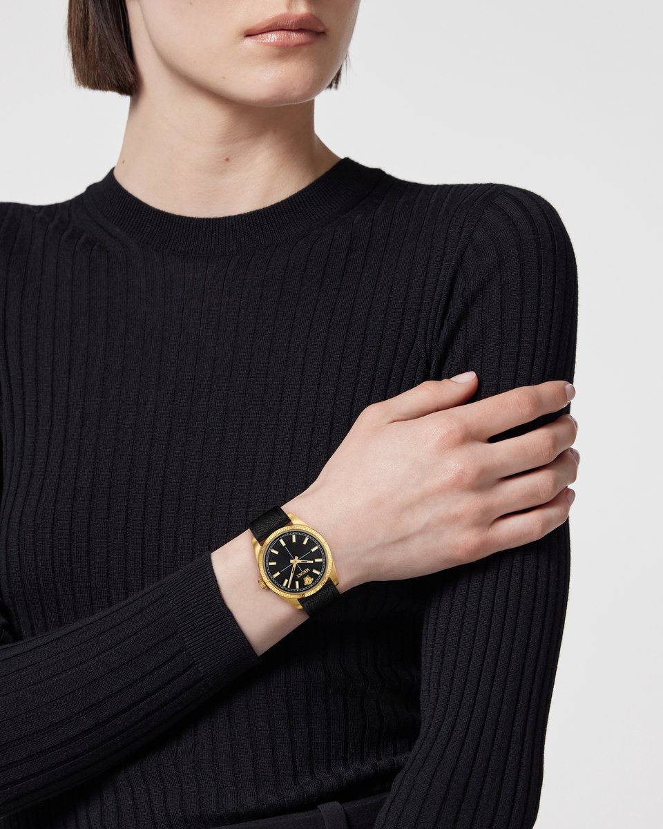 Versace Millenium VE0E00125 Horloge - Leer - Zwart - Ø 32 mm