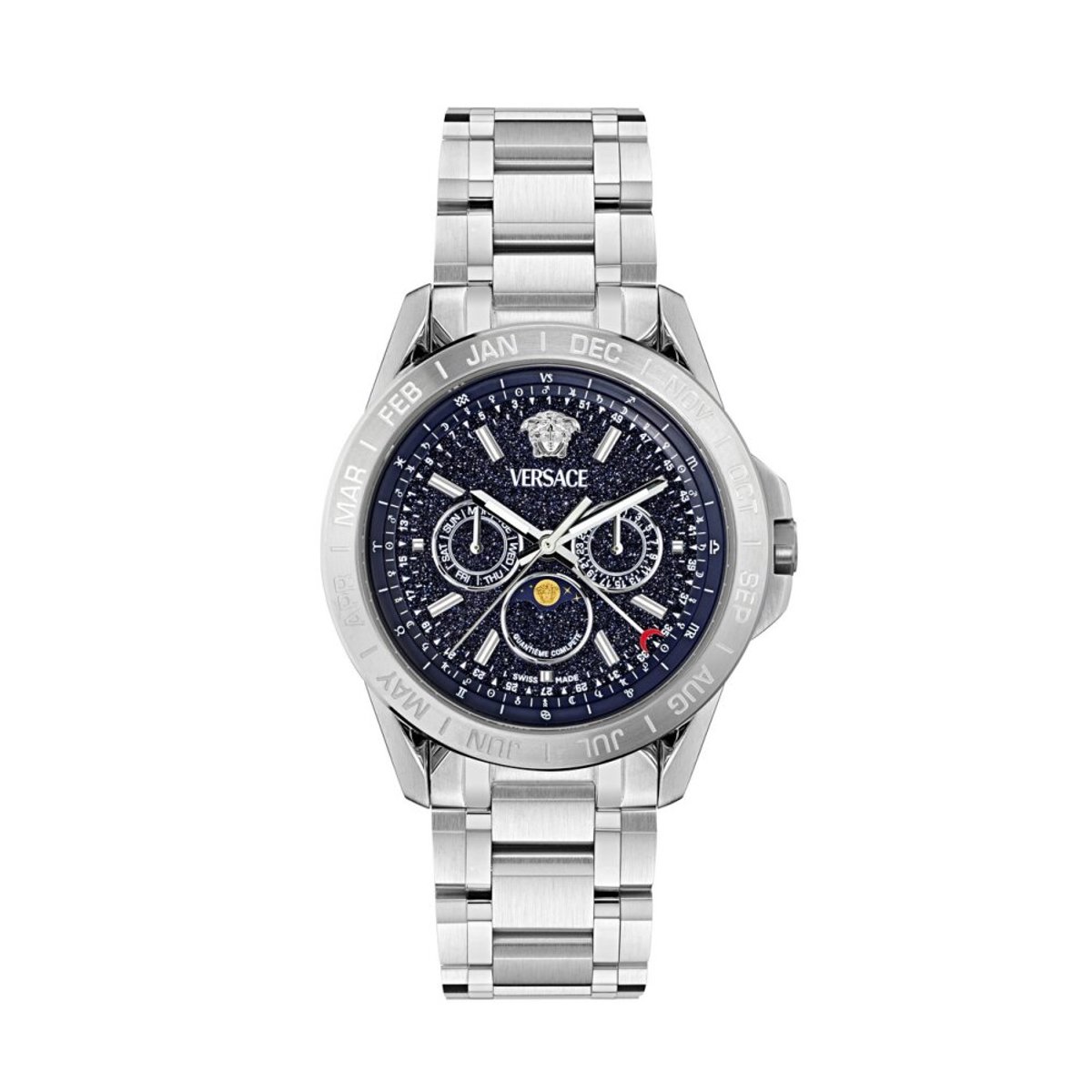 Versace Galaxy Moonphase VE0K00125 Horloge - Staal - Zilverkleurig - Ø 43 mm