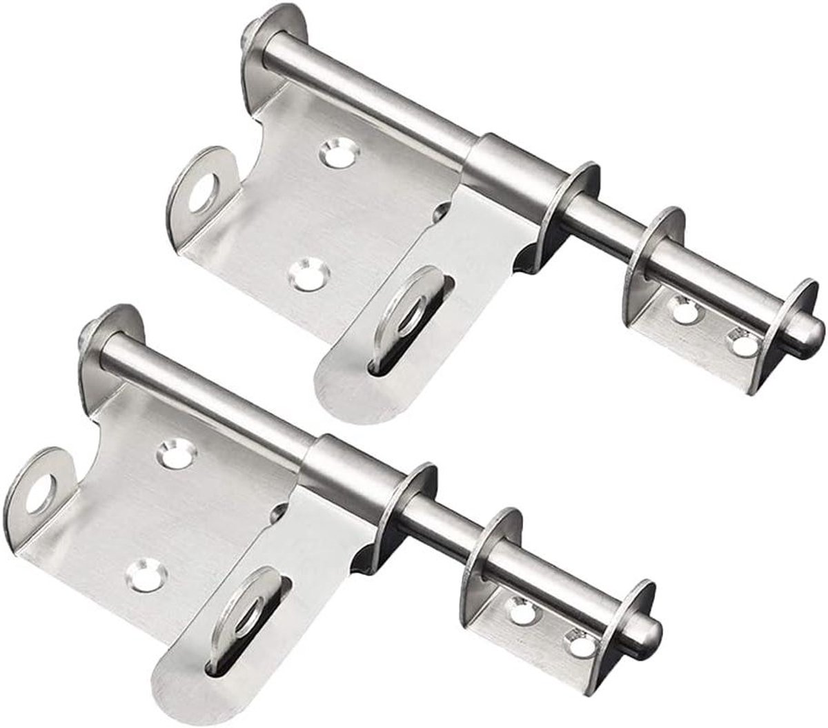 Image of 2 roestvrijstalen deurboutvergrendelingen met hangslotgat voor deuren en ramen
