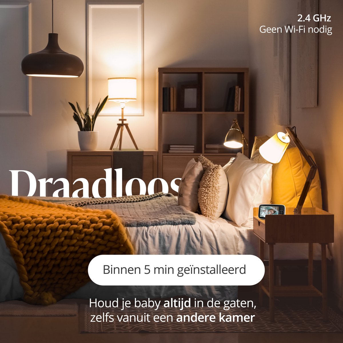 Afbeelding 3 van Evite Babyfoon met Camera - Baby Camera - Nederlands - Full HD & 5.0 Inch Scherm - Baby Monitor