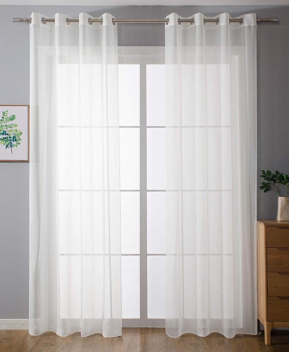 Ibenzoa Transparante Vitrageset van 2 Stuks met Loodverzwaring voor Woonkamers wit