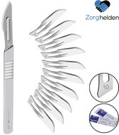 Zorghelden® Universeel scalpelmes - Inclusief 10 scalpel mesjes - Geschikt als hobbymesjes of medisch gebruik - Steriel verpakt - Scalpel pedicure - Scalpelmessen