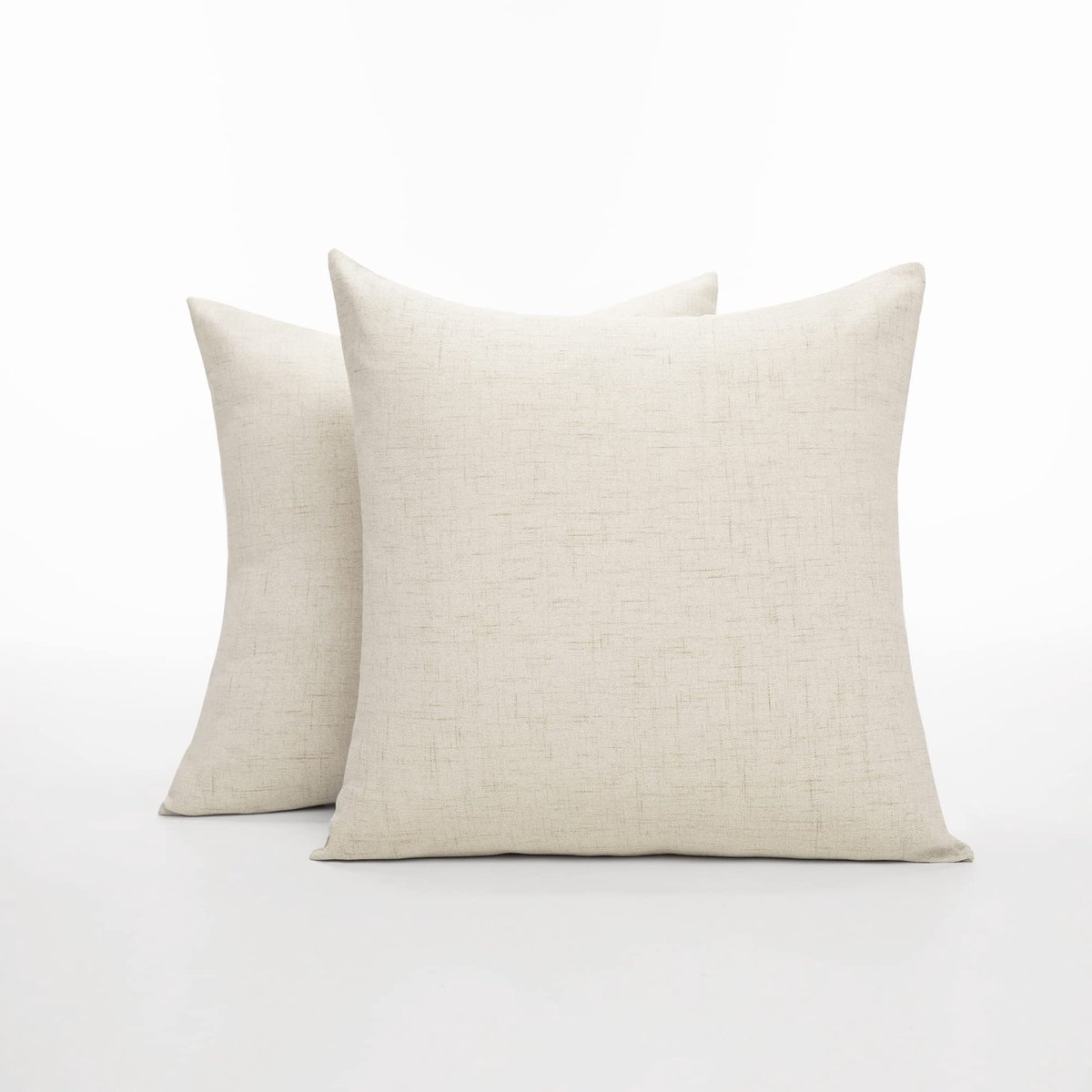 Ibenzoa Kussenhoezen met Verborgen Ritssluiting, Set van 2, Linnenlook, 50 x 50 cm, Decoratief Design Beige