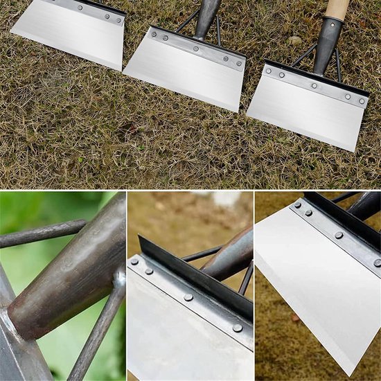 Garden schep onkruidverwijderaar schep tuin onkruidkrabber platte kop onkruidgereedschap schep buiten tuin schoonmaakschep voor buiten gazonverzorging (23cm zonder houten handvat)