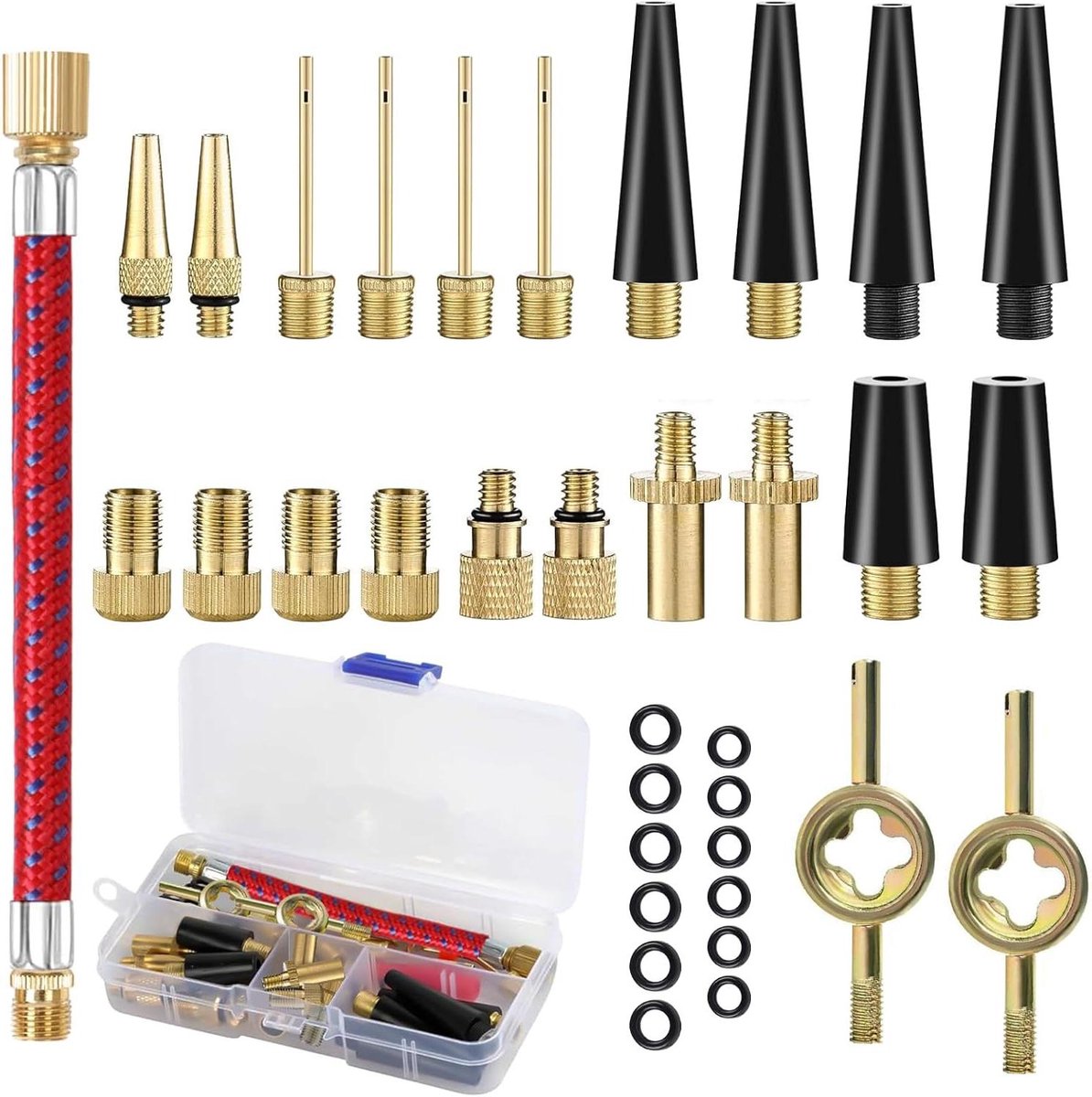 Allecto Plus - Fietsventiel Adapter Set voor Compressor en Fietspomp - 35-delig.