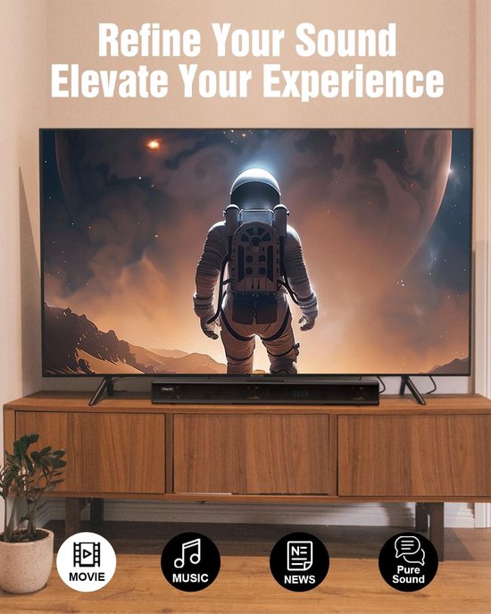 Winnes Barre de Son Petit Soundbar Haut Parleur Bluetooth 5.0 Enceinte avec 3 EQ Modes pour TV