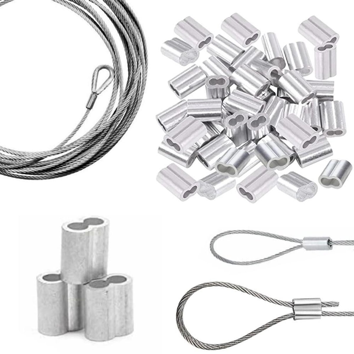 Allecto Plus - Aluminium Adereindhulzen 40 mm voor Staalkabel - Metaaldraad - Kabel - Set van 20 Stuks