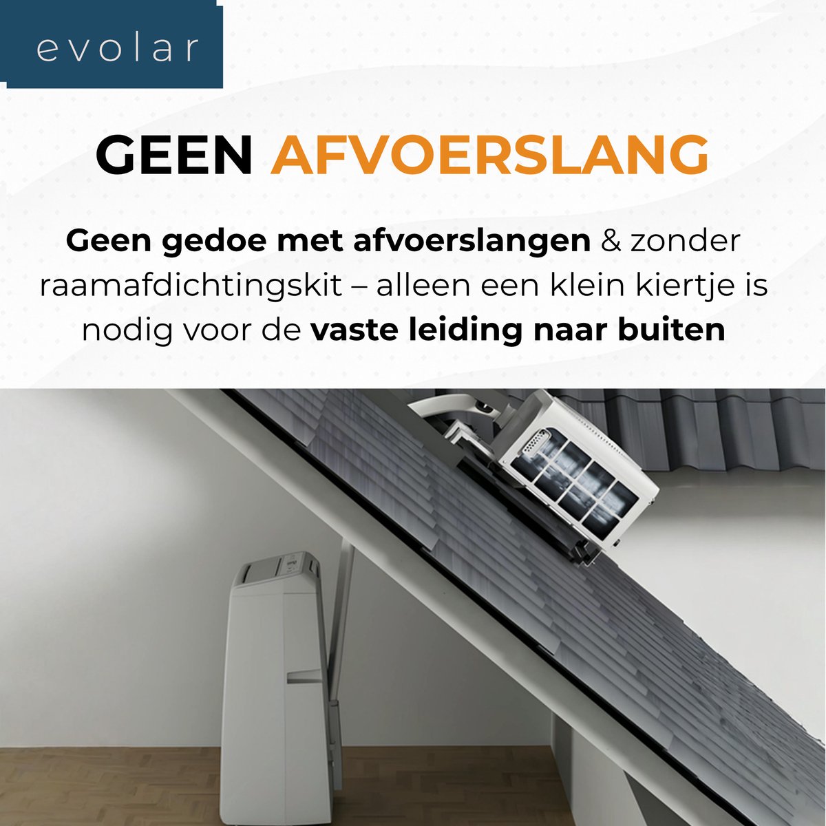 Mobiele split airco 12000 BTU 3,5 kW koelen verwarmen ontvochtigen WiFi stil voor 39 m² Evolar EVO-SAP12CHW - Afbeelding 4