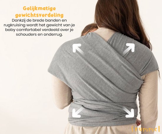 Frummel Baby Draagdoek Grijs - Draagzak - Baby Wrap - Baby carrier - Draagdoek geweven - Baby 0-36 maanden - Newborn van Merkloos — afbeelding 3