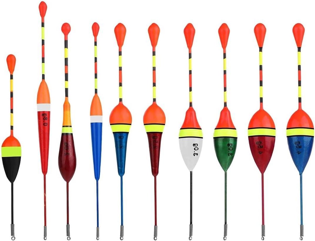 Allecto Plus - 10 stuks drijvende visdrijvers voor forel vissen - Houten slip bobbers voor extra drijfvermogen