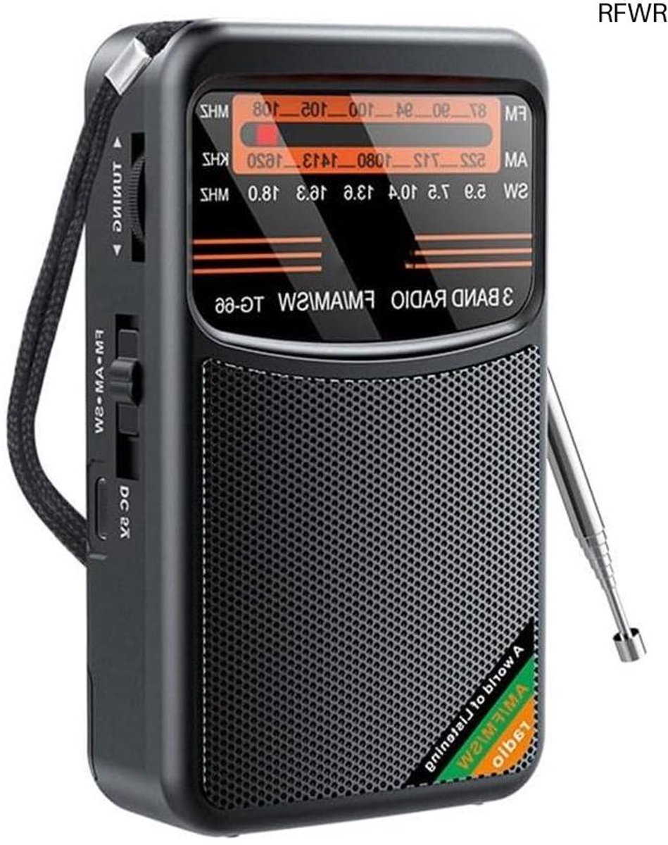 RFWR® Draagbare Transistor Radio met AM/FM/SW Ontvangst en 3W Geluid