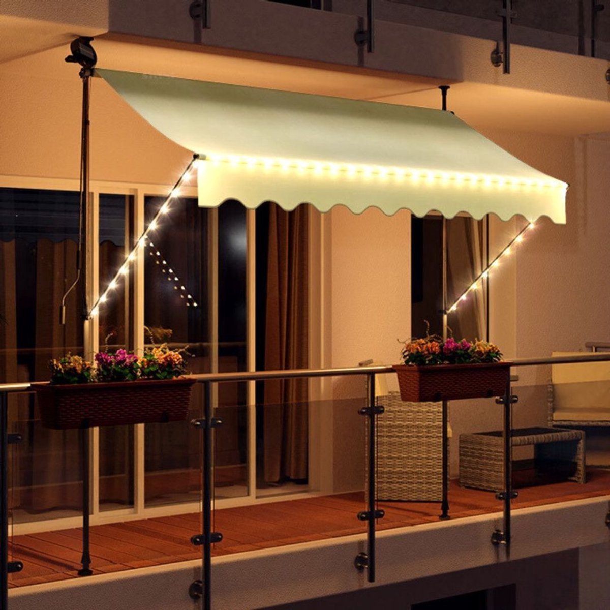 Yolo-deals - Klemluifel met LED verlichting - Solar - 250cm - UV bestendig - Créme