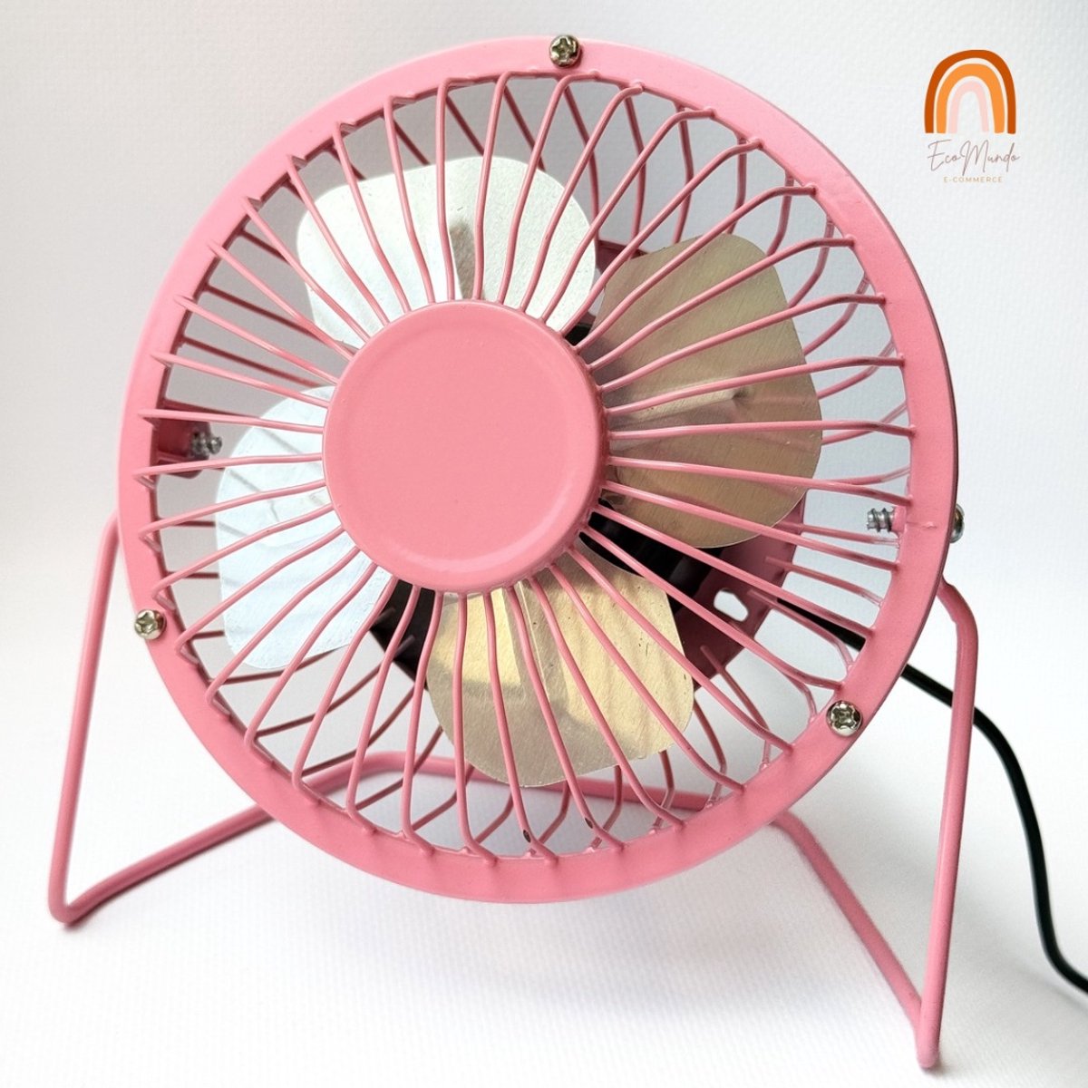 USB A Ventilator – Mini Bureau Ventilator Stil & Krachtig – Aansluiting via USB – 360° Draaibaar – Metaal – Compact & Draagbaar – Roze Stille Tafelventilator voor Kantoor, Bureau & Thuis – USB A Fan voor Laptop – Mini Ventilator Compact