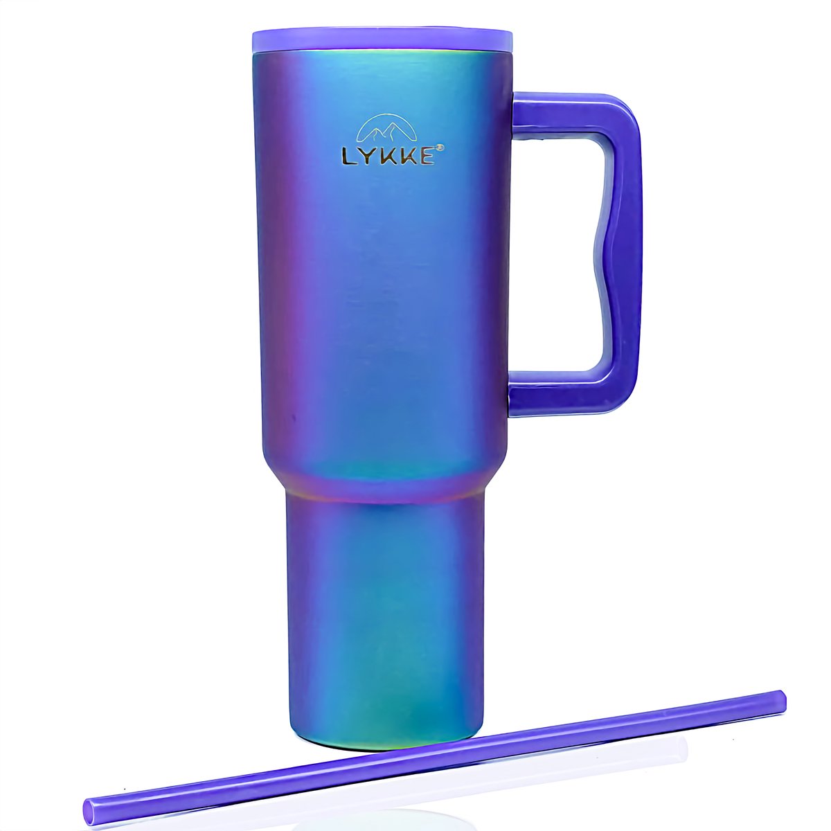 LYKKE® Tumbler Thermos Beker RVS drielaags geïsoleerde reisbeker met Lekvrij deksel, rietje en handvat, BPA-vrij, 40 oz, 1,2 L, parelmoer (Mother of Pearl)