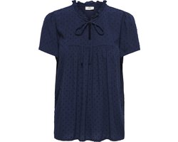 JDY Dames Top Shirt Ronde hals V-hals Blouse los shirt Strikdetails