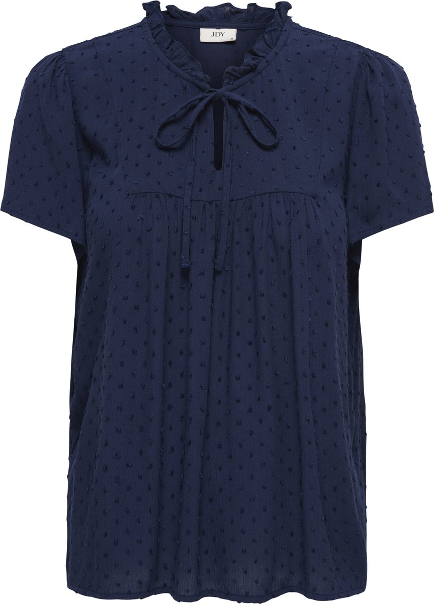 JDY Dames Top Shirt Ronde hals V-hals Blouse los shirt Strikdetails
