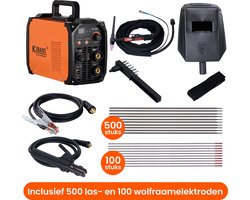 Kibani Lasapparaat TIG-200S incl. 500 laselektroden & 100 wolfraamelektroden - TIG & MMA Lasapparaat tot 4.0 mm - IGBT-Inverter-Technologie - Compact en Lichtgewicht - Elektrisch Lasapparaat 220V - RVS / Elektrode Lassen