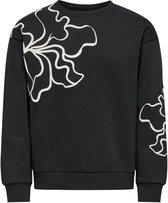Pull à S rond Only Kogodessa Life Filles , coupe box UB CP SWT - Noir, fleurs floues