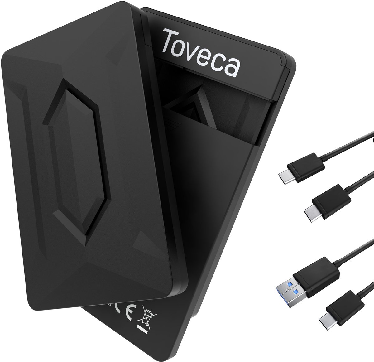 Toveca USB C 3.1 Harde Schijf Behuizing 2,5 Inch - 6 Gbps - Externe Harde Schijf Behuizing 2.5 Inch SATA SSD/HDD - Zwart