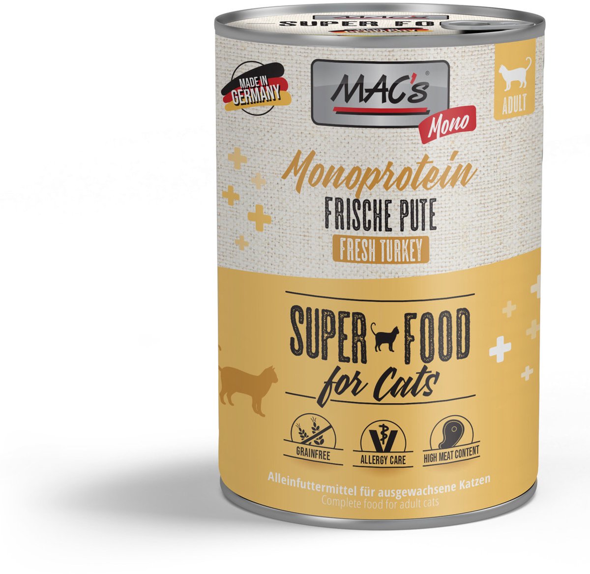 MACs MAC's Vetcare Kattenvoer - Mono proteïne - 96,8% Puur Kalkoen 6 x 400g