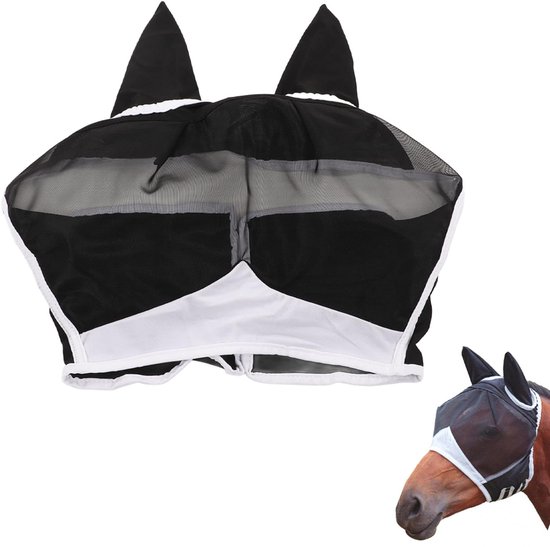 vliegenkap-zwart-m-vliegenmasker-paardenmasker