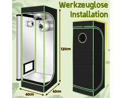 Kweektent Compleet Set Kweeklamp ,40*40*120CM Kweekkast ,Growbox voor Binnen,Groeikas , Alles-in-één Indoor complete kweektent set voor Planten, Groenten en Kruiden