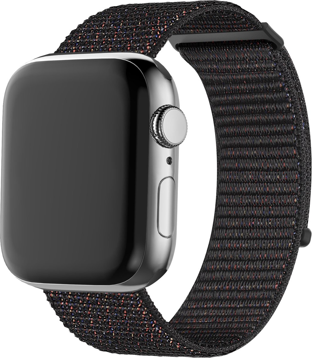 BALR nylon bandje geschikt voor Apple Watch 44mm / 45mm / 49mm – Zwart – Compatibel met Apple Watch 1/2/3/4/5/6/8/9/10/11/SE(2-3)/Ultra(2-3)