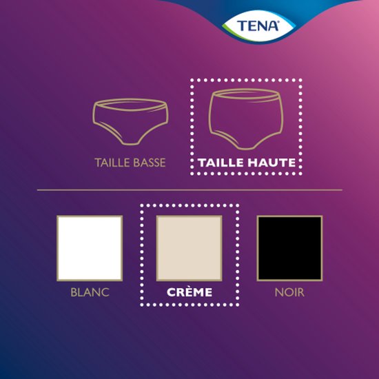 Tena Silhouette hoge taille broekjes in wit, crème en zwart.