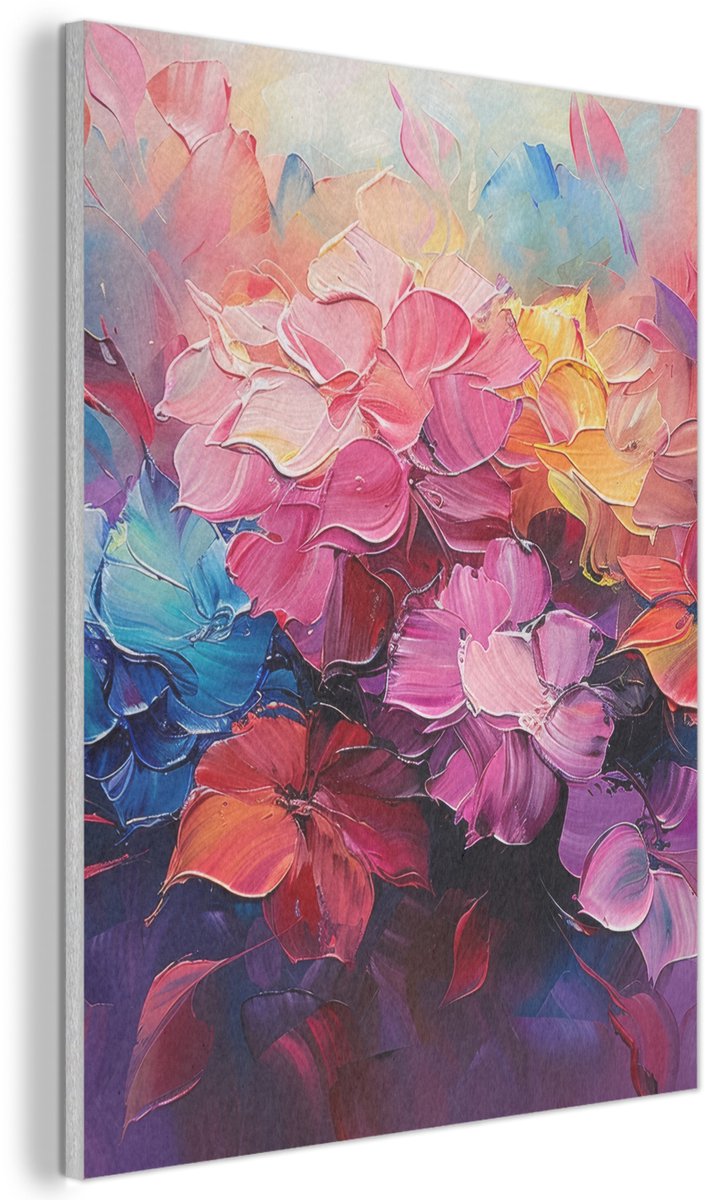 Akoestisch wandpaneel 70x100 cm - Vilt schilderij Bloemen - Verf - Abstract - Kleurrijk - Akoestische panelen - Geluidsdempende wanddecoratie - Geluidsisolatie woonkamer - Muurdecoratie geluidspanelen