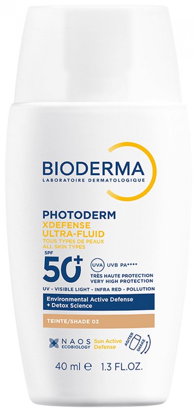 Bioderma Photoderm XDefense Ultra-Fluid LSF 50+ – 40ml, Farbton 01, Detox-Sonnenschutz Für Alle Hauttypen