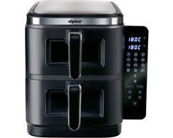 alpina Dubbele Airfryer XXL - 2 x 5.5L Manden - Heteluchtfriteuse 11 Liter - 12 Programma's - 2800 W - Zwart
