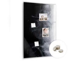 Tulup Glassboards - Rook Magneetbord - 60 cm x 90 cm - Zwart en wit Magneetbord Rechthoekig - Gratis 5 Sterke Magneten - Industrieel Wandbord - Magnetic Board - Magneetbord Design - Productiviteit Tools - Magnetisch Bord