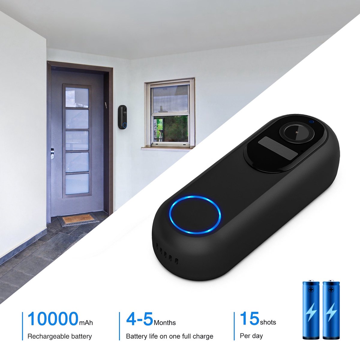 Draadloze Video Deurbel met Camera - Wifi & App - Draadloos - afbeelding 3