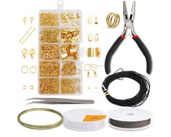 DIY Zelf Sieraden Maken Starter Set - Sieraden Onderdelen - Juwelen Start Pakket - Sieraden Maken Benodigdheden Kit - voor Armbanden, Kettingen en Oorbellen - DIY - Goudkleur
