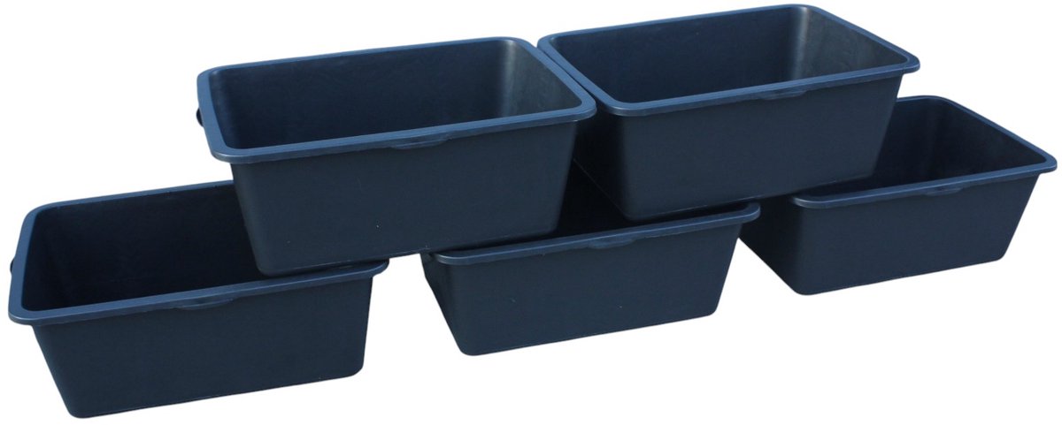 HL Speciebak – Speciebakken – Metselkuip – Kuip – Boomkuip – Set van 5 stuks – 80 Liter – Rechthoekig – Kunststof – Zwart – L 78 x B 54 x H 30 cm
