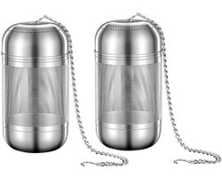 2 stuks - Roestvrijstalen kruidenbal Roestvrijstalen thee-ei Luie thee-eizakken voor het koken Thee-infusers voor losse thee Theezeefjes met schroefdraad Pekelmand Mesh Thee Huishoudelijke soep - 8*4 cm - 316 roestvrij staal