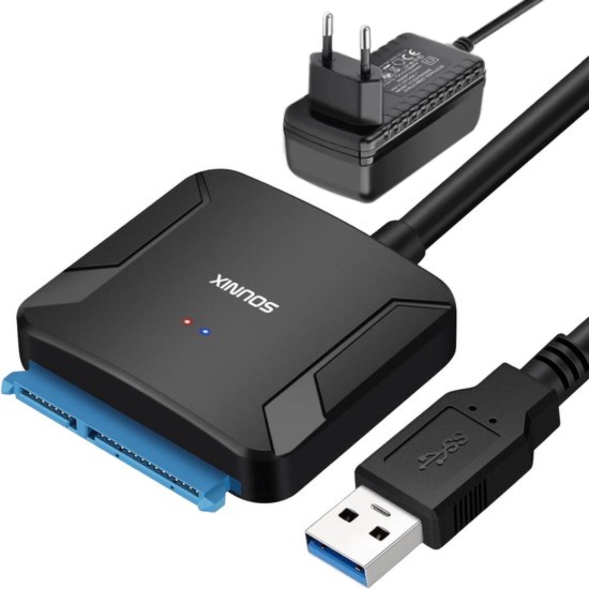 Adaptateur SATA Vers USB 3.0 - Pour Disques Durs 2.5" Et 3.5" - Avec Alimentation 12V - Windows/macOS/Linux