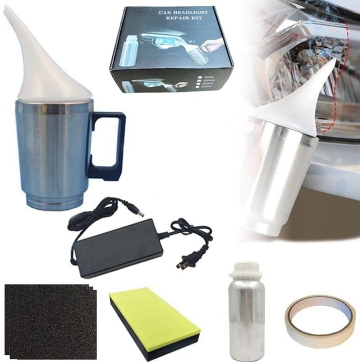 REFTTENW Koplamp Polijstsets –Koplamp Herstelset - Koplamp Renovatie - Koplamp Polijst - Polijstset Boormachine - Koplamp Restauratie - Koplampen Opknappen - Diy