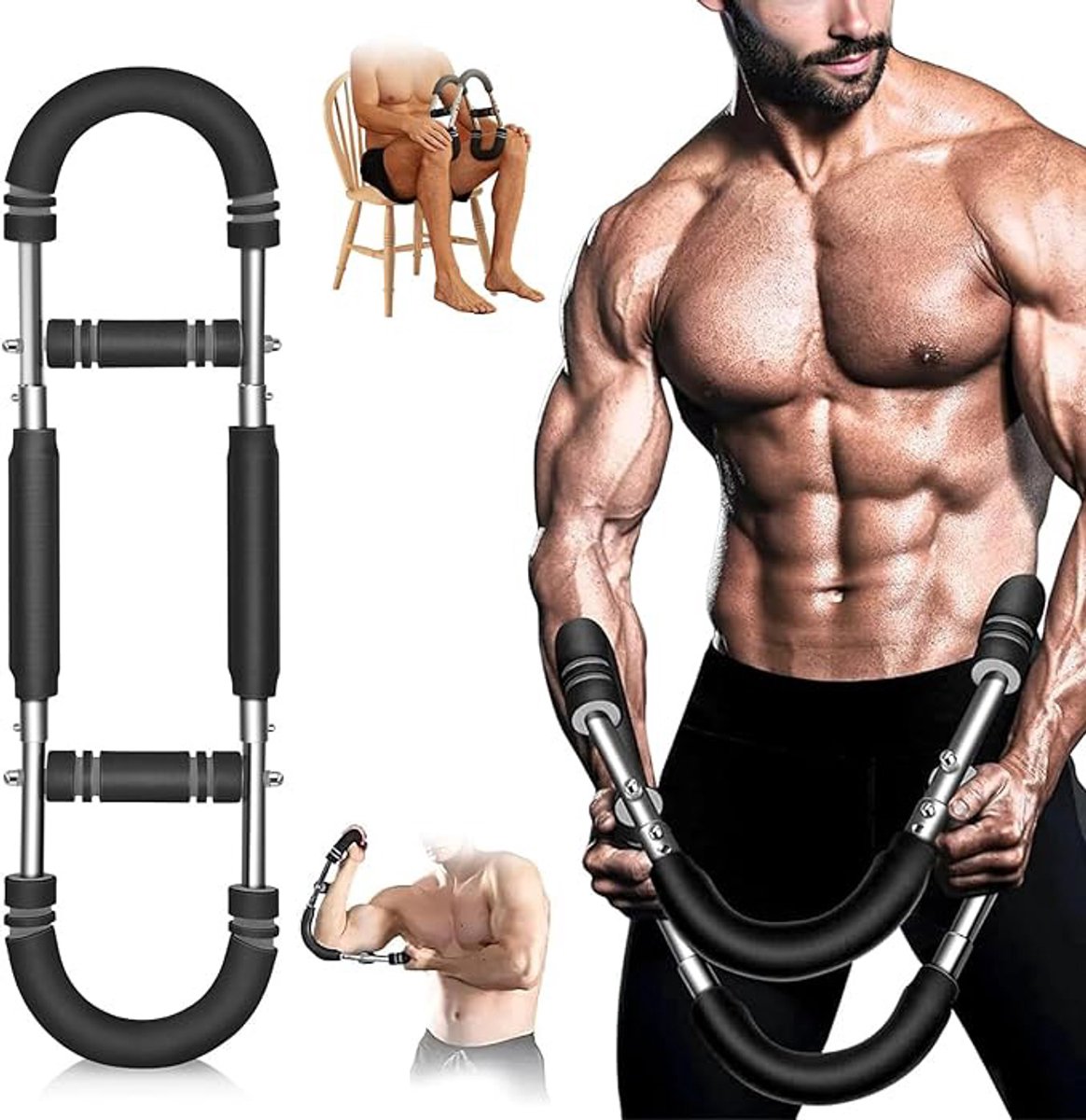 Twister Bras En U – Résistance 30-60 Kg, Réglable, Pour épaules, Poitrine, Biceps, Triceps, Portable