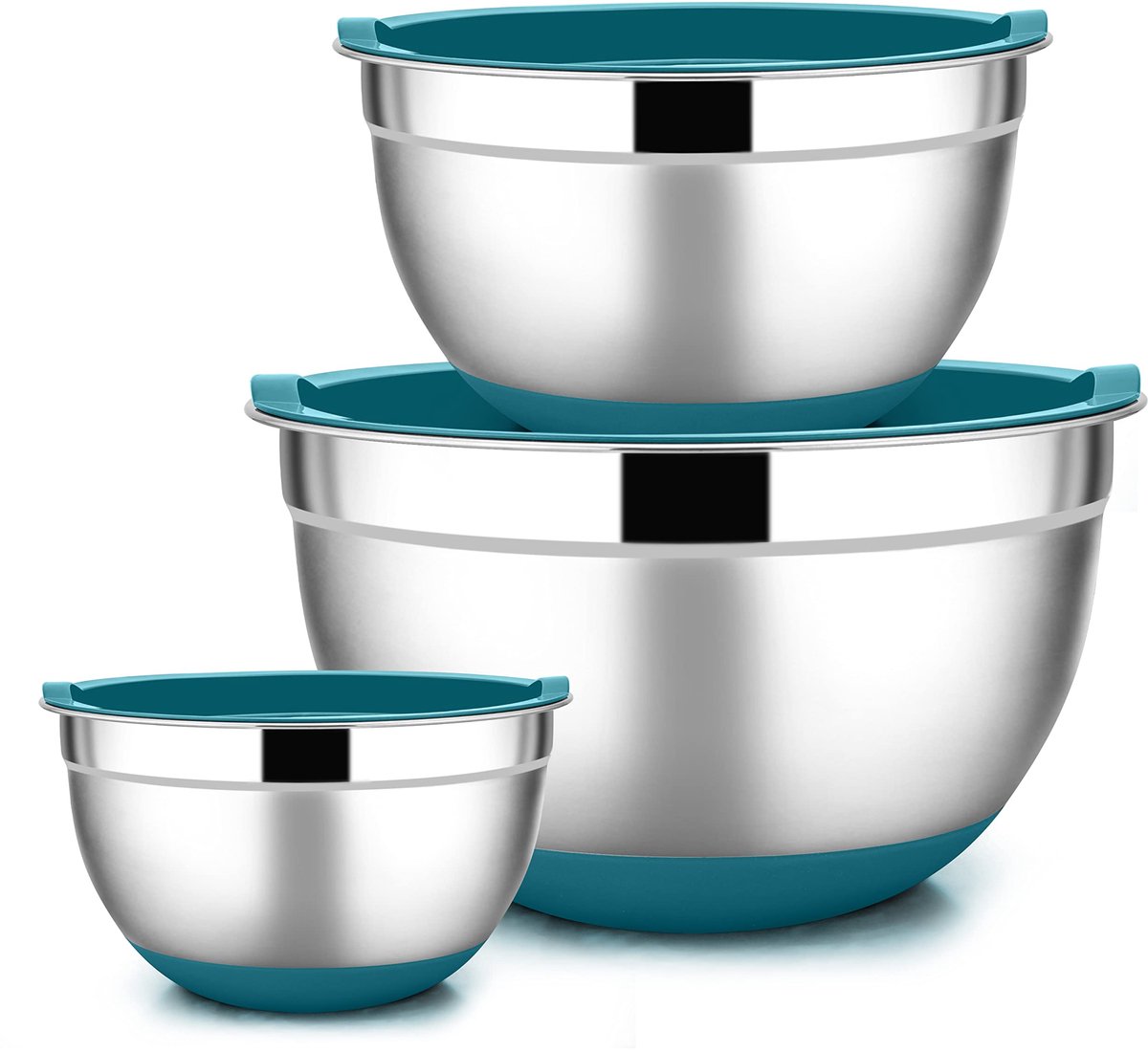 Ibenzoa® Mengkommen Set van 3 met Luchtdichte Deksel en Antislip Bodem voor Keuken