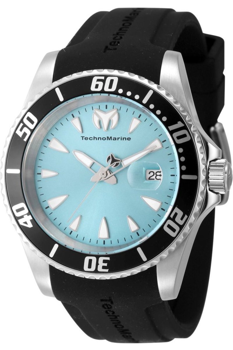 TechnoMarine Manta TM-224002 Heren Horloge - Waterdicht - Analoog - Quartz Uurwerk - Roestvrij Staal met blauwe Wijzerplaat - 42mm
