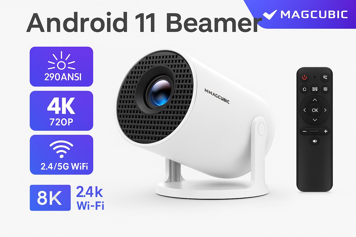 MAGCUBIC HY300 Pro – Beamer – Android 11 – 4K – WiFi 6