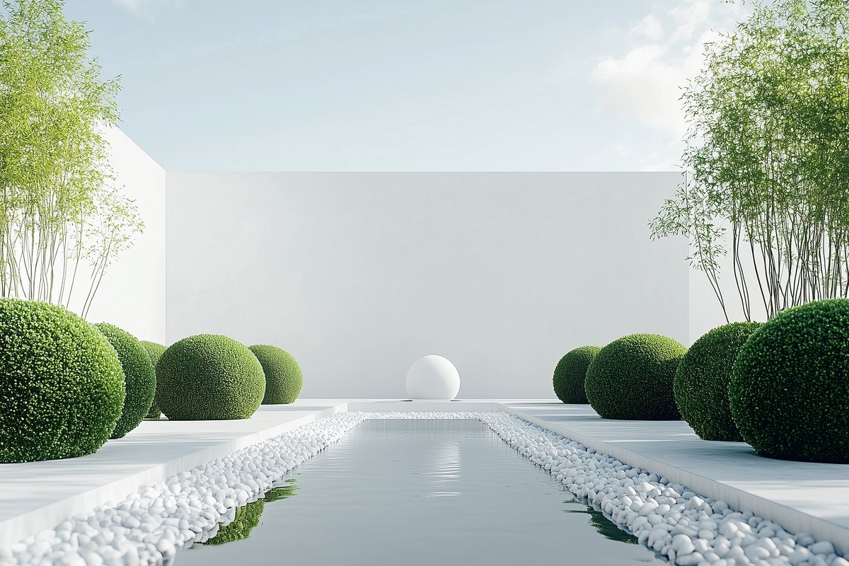 Tuinposter Minimalistisch - Natuur Tuinposters voor Buiten - Tuin decoratie - 610 gram PVC - Weerbestendig Tuindoek - G6012KMD - Formaat 90 x 60cm