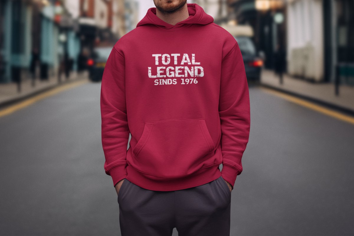 1976 Jaar Rood Hoodie heren - Maat L - Total Legend - Verjaardag Cadeau Mannen - Limited Edition