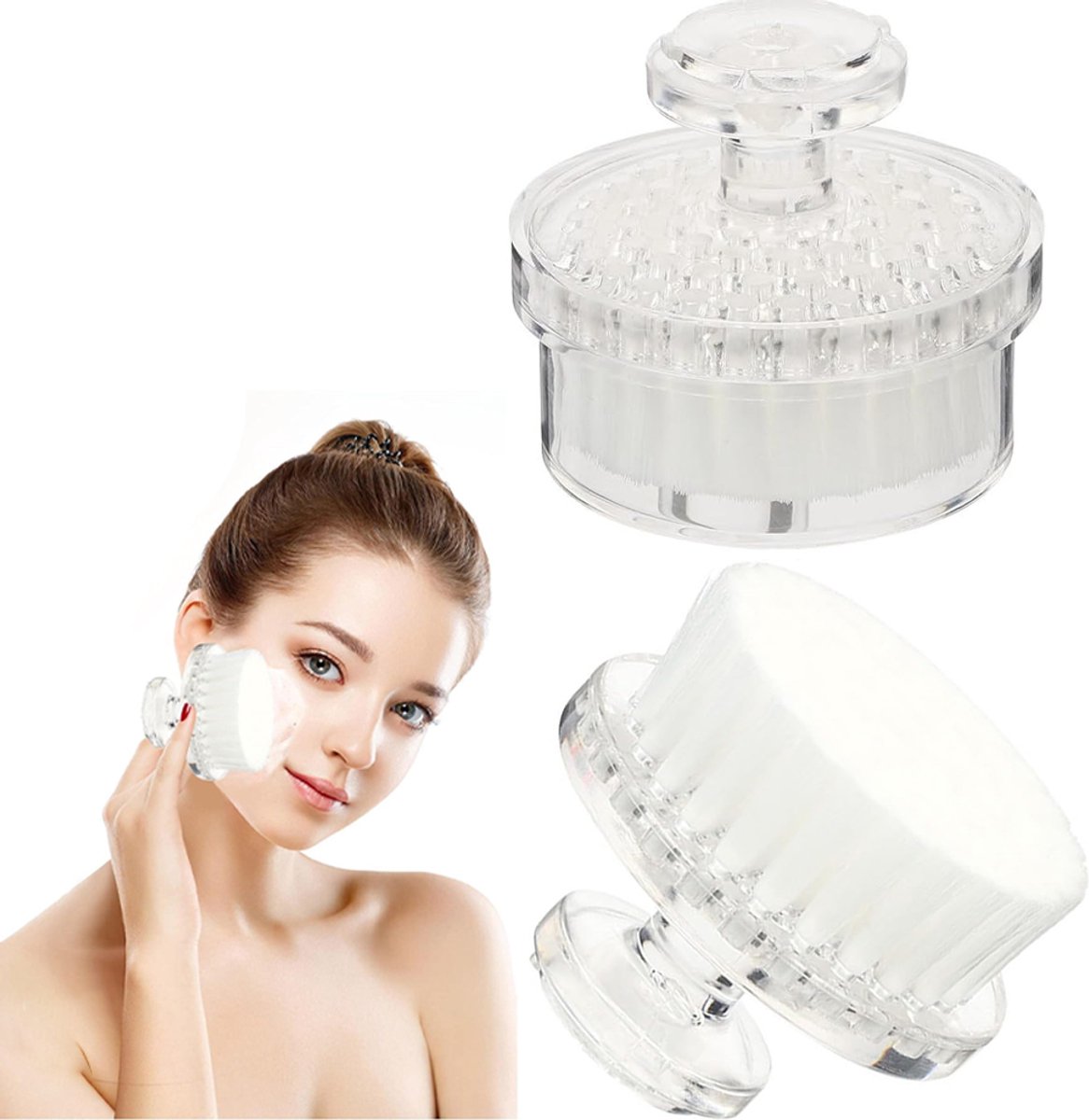 2x Gezichtsborstel - Face cleaner - Gezichtsverzorging - Peeling-borstels - Gezichtsreiniger - Gezichtsmassage - Gezichtsreiniging - Massage Schoonheid Instrument - Schoon Poriën - Met deksel - Zachte - Diepe reiniging en massage van de huid